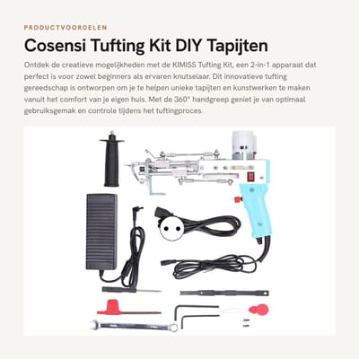 Dailygoods- Tufting Kit 2-in-1 - Accu - 360° Handgreep - Veiligheidsfunctie - DIY Breien - Creatieve Mat - Tapijt Tuftmachine