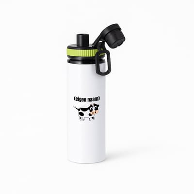 Hacebo® - kleine koe met eigen naam waterfles met draaidop groen - Koe - boeren/koeien liefhebbers - iemand die houdt van koeien - verjaardag - cadeau - kado - geschenk - water fles - 850ML