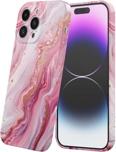 Smartphonica Telefoonhoesje Geschikt voor iPhone 14 Pro Max met Roze Marmer Opdruk - Flexibel Softcase TPU - Backcover Case Rosé Marble Design geschikt voor iPhone 14 Pro Max