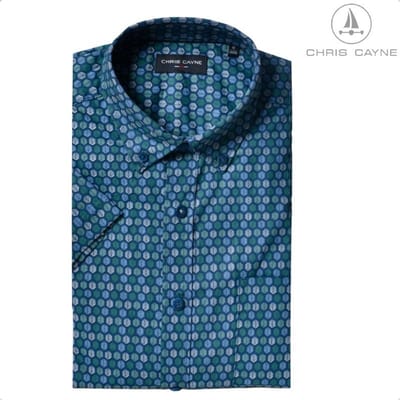 Blouse 1022 blauw/groen print KM Chris Cayne - maat XXL