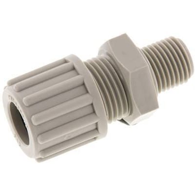 12x10mm & G1/4'' PP Rechte Knelfitting Buitendraad 10bar