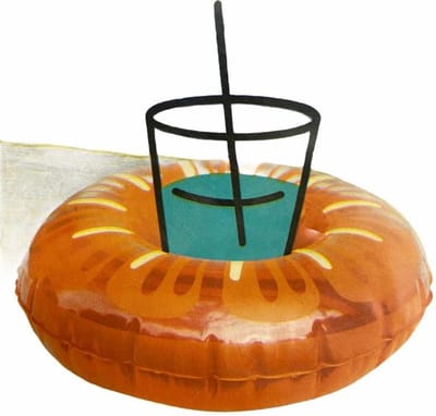 20cm Opblaasbare Bekerhouder oranje voor je glas of blikje voor in het zwembad ,DS