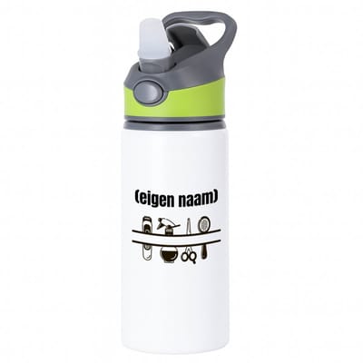 Hacebo® - kappersmateriaal met eigen naam waterfles met rietje groen - Kapper - barbers - collega's - verjaardag - afscheidscadeau - geschenk - kado - water fles - 650ML