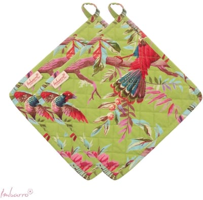 Imbarro Fashion & Home Pannenlappen Paradise Apple – Set van 2 – Katoen – Groen – 25x25 cm