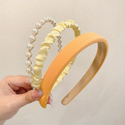 1 set bandeau accessoires cheveux Épingle à cheveux française pour le lavage du visage, bandeau couvre-chef femmes sortent pour presser les cheveux bandeau chignon jaune