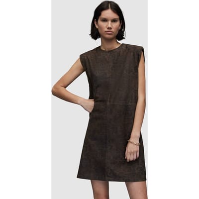 AllSaints Mika Leo Dress Brown Size: 8 | Midi Dresses Outlet | Dames | Bruin