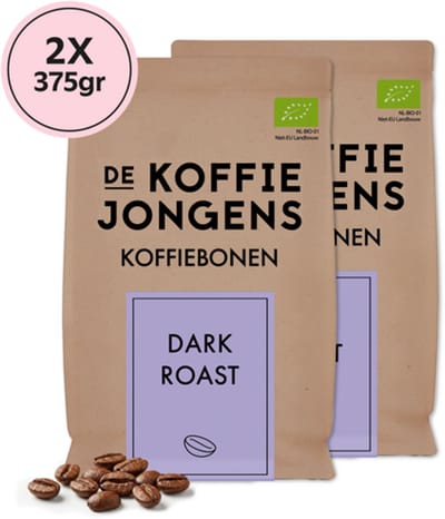 De Koffiejongens - Dark Roast - 100% biologische koffiebonen - 2x375 gram