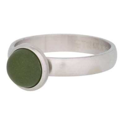 iXXXi JEWELRY - Vulring - Matt stone Olivina - Mat Zilverkleurig - 4mm - Maat 19