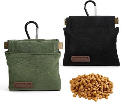 Traktatiezak voor honden, 2 stuks hondensnoepzak met karabijnhaak, handsfree voederzak voor training, wandelen en reizen, ideaal voor outdoor activiteiten