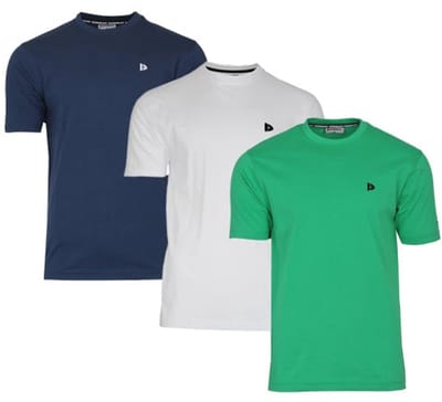 3-Pack Donnay - T-shirt (Vince) - Sportshirt - Heren - Navy/White/Grass green (690) - maat M