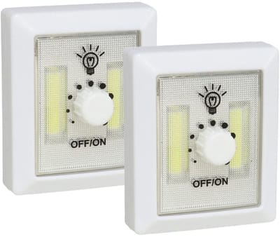 Gerimport Kastlampen - 2x - met dimmer - LED lampen - wit - 7 x 8.6 cm