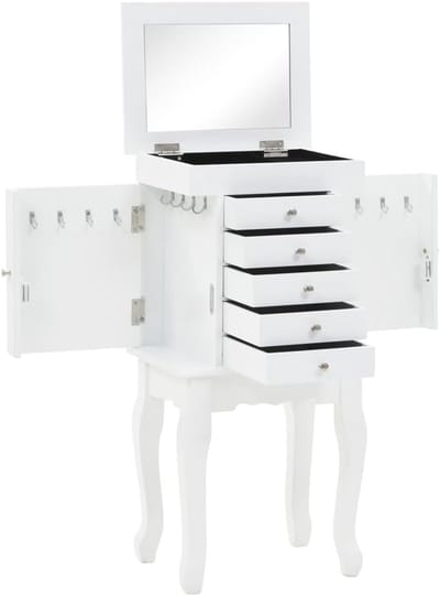 Juwelenkast Vrijstaand - Opbergkast Sieraden - Netjes Opbergen - Stabiele Constructie - 20x20x20mm - Wit