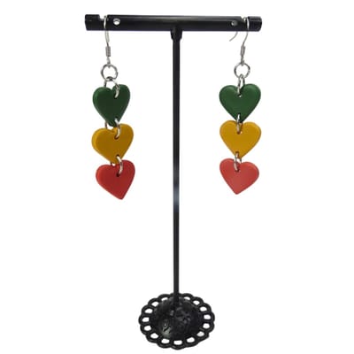 2 Love it Hearts herfst - oorbellen - handgemaakt van polymeerklei - hartjes oorbellen - zilverkleurige stainless steel accenten