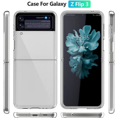 Coque de téléphone transparente compatible pour Samsung Galaxy Z Flip 3 Housse de protection anti-empreintes digitales Tout black