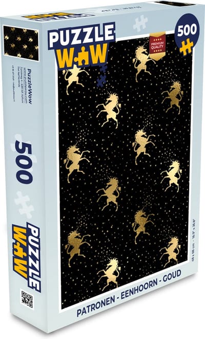 Puzzel Patronen - Eenhoorn - Goud - Legpuzzel - Puzzel 500 stukjes
