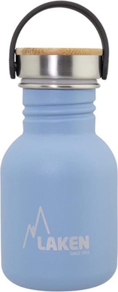 RVS fles 0,35L Basic Steel Bottle LichtBlauw - Bamboo Cap -Laken - roestvrij staal - waterfles - drinkfles