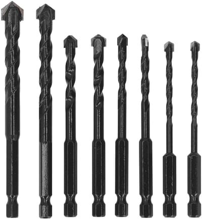 Dailygoods- Steenboor 8-delige Set - Gecementeerd Hardmetaal - Snijdiameter 5-12 mm - Schachtdiameter 6,35 mm - Hoge Nauwkeurigheid - Duurzaam Gebruik - Boorset