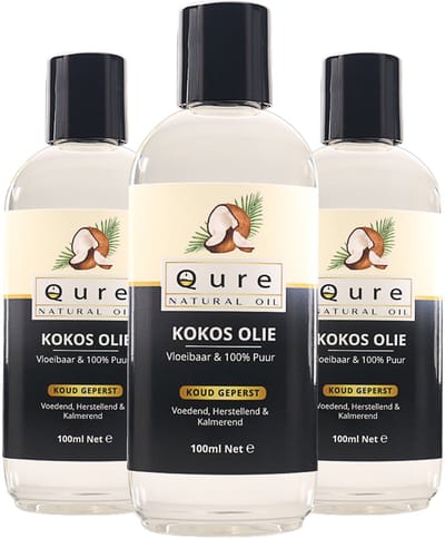 Kokosolie MCT 3x100ml | 100% Puur en Vloeibaar | Food Grade Kwaliteit MCT Kokos Olie voor Haar, Huid en Lichaam