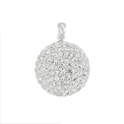 Blinx Jewels Zilveren Hanger Kristalkleurig Bol Steentjes Strass