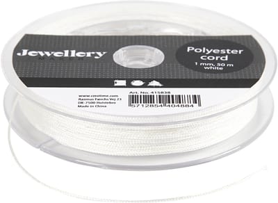 Polyester koord, dikte 1 mm, wit, 50 m/ 1 rol
