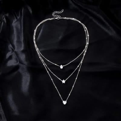 Collier multicouche tendance pour femmes Simple pendentif goutte d'eau en cristal Chaîne couleur or Ras du cou Bijoux tendance black