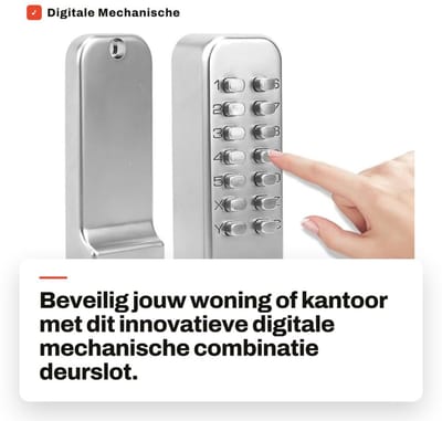 Dailygoods- Deurslot Digitale Mechanische Combinatie - Slim Deurslot - Antidiefstal - Zinklegering - Wachtwoordlengte 4-7 cijfers - Toepasselijke deurdikte 30-60 mm - Slim Slot
