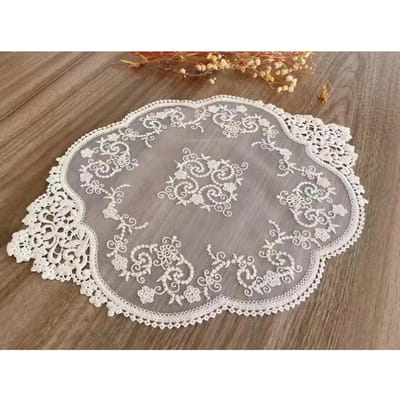 Retro Kant Tafelonderleggers Franse Haak Doilies Handgemaakt Geborduurd Tafel Wit Tafelonderleggers Onderzetter as pic gray