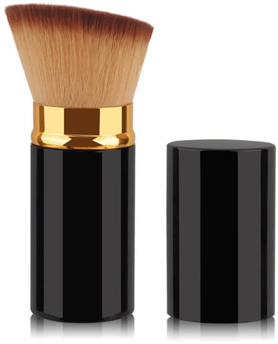 Intrekbare make-upkwast - Make-upkwast voor highlighter, blush, bronzer en poeder - Grote zwart-goud-bruine hoekige punt
