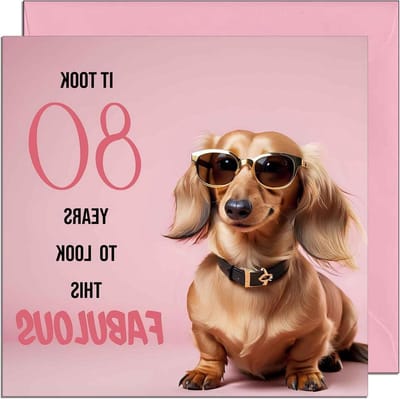 Verjaardagskaart Vrouwen - Gegraveerde Kaart Dames - Verjaardag Vieren - Grappig Teckel Design - 145 x 145mm - Roze