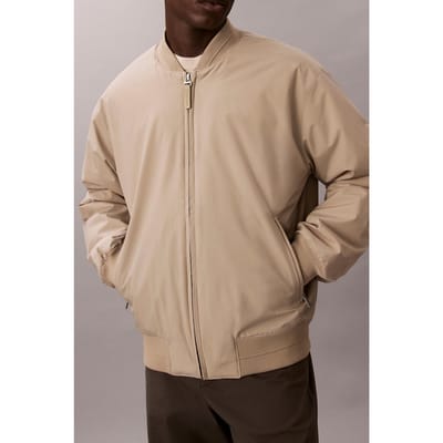 Calvin Klein Ls Sportswear Tech Fabric Bomber Jacket Vintage Khaki Size: L | Bomber Jackets Outlet | Heren | Beige