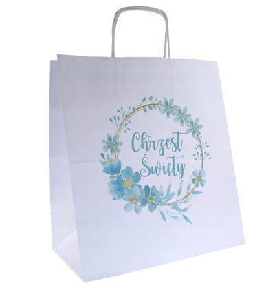 Papieren Cadeautas Doop - 30x17x34 cm - Wit met Opdruk