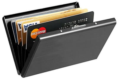 Daity Kaarthouder van roestvrij staal - Creditcardhouder - Metalen doosportemonnee van roestvrij staal - Zwart