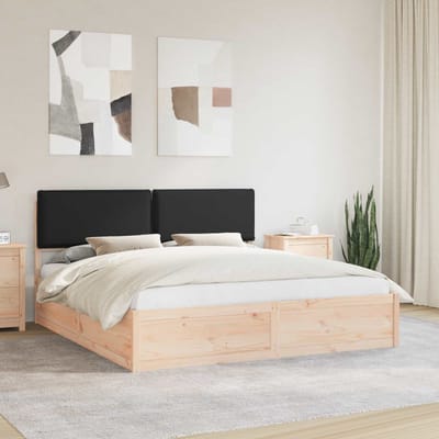vidaXL - Bedframe - met - Gevoerde - Hoofdbord - Zwart - 180 - x - 200 - cm