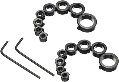 Allecto Plus - 2-delige set Boor Stop 16 stuks 3-16mm Boor Diepte Stop Kraag Ring Houtbewerking met Zeskantsleutel