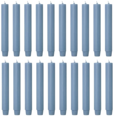 Rustik Lys chique mooie dinerkaarsen pak van 20 stuks 2.6 x 18 cm in de kleur Nordic blauw