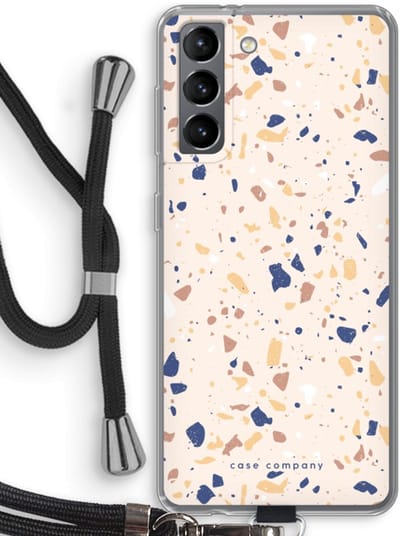 Case Company® - Hoesje met koord geschikt voor Samsung Galaxy S21 hoesje met Koord - Terrazzo N°23 - Telefoonhoesje met Zwart Koord - Bescherming aan alle Kanten en Over de Schermrand