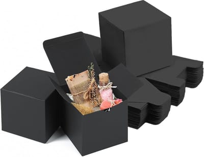 Set van 15 Kartonnen Geschenkdozen van Kraftpapier in Zwart - 10x10x10 cm - Voor Feest, Verjaardag en Bruiloft