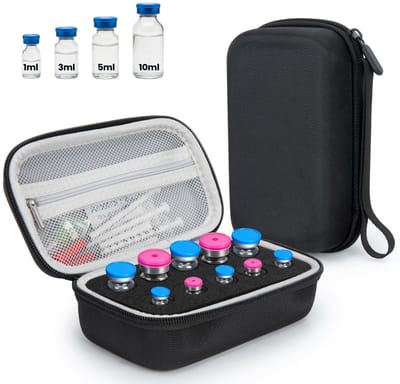 Namajunas - Peptide case - 10 Slots Flesjes Insuline Koelkast Houder Opbergkoffer - Stevige Peptide Opbergkoffer voor Koelkast Reizen voor 1 ml, 3 ml, 5 ml, 10 ml Flesjes - Flesjesbeschermer voor GLP-1 - Medische Koeltas - Etui - Koeltasje
