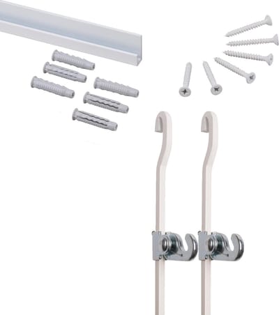STAS Schilderijrail - Voor Zware Kunstwerken - Ophangsysteem Schilderij / Fotolijst / Poster - Schilderij Ophangsysteem - Ophanghaak - Schilderijrails - J-Rail Max - Wit -150 cm - Complete Kit