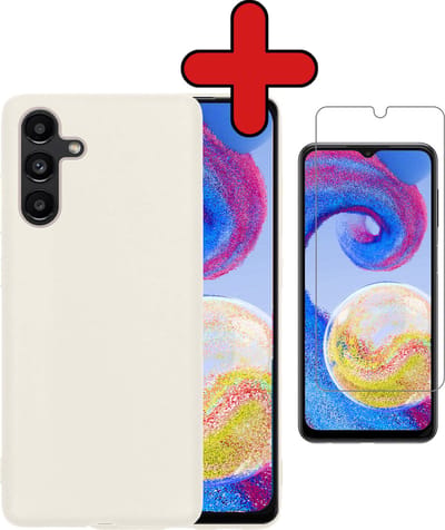 Hoesje - Met Screenprotector - Geschikt voor Samsung Galaxy A04s - Sterk & Shockproof - Telefoon Hoes - Back Cover - Siliconen Case - Telefoonhoes - Wit