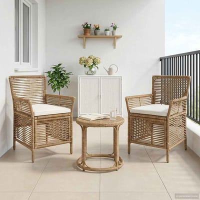 vidaXL - Buitenzit - 2 - st - Beige - en - Crème - poly - rattan