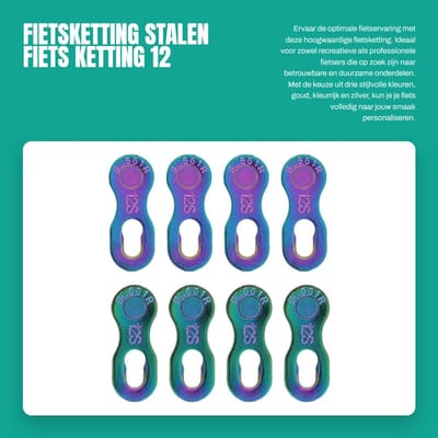 Dailygoods- Fietsketting 12 Versnellingen - Stalen Schakels - Snelkoppeling - Mountainbike/Racefiets - 3 Kleuren - Productgarantie - Fietsaccessoires