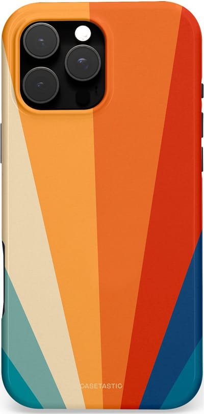 Casetastic Hoesje Geschikt voor Apple iPhone 16 Pro Max Magsafe - Stijlvolle Beschermende Duo-layer Case - Retro straal