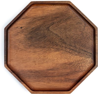 Oliva's - Dienblad / Serveerschaal / Plateau - 25 cm - Achthoek / Octagon - Hout walnoot