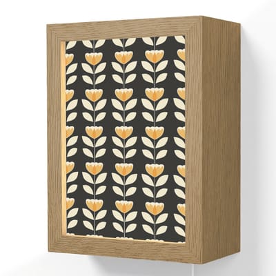 Wandlamp 15x20 cm - Oplaadbaar - Retro - Bloem - Zwart - Okergeel - Wandlampen binnen woonkamer - Slaapkamer lamp met kabel - Decoratieve nachtlamp - Vloerlamp snoer