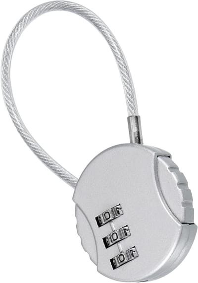 Combinatieslot 13.7cm, 3-cijferig Waterdicht Resetbaar Hangslot met Kabel, Veiligheidslock voor Bagage, Gym Lockers en Tuinhekken