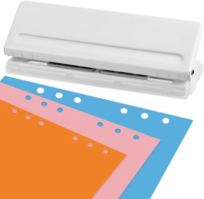 6-voudige perforator, kantoorbinder, puncher voor verstelbare afstanden, metalen perforator voor A3, A4, A5, A6, B3, B4, B5, B6, B7, formaat 6 ringbandbinder, 8 vellen