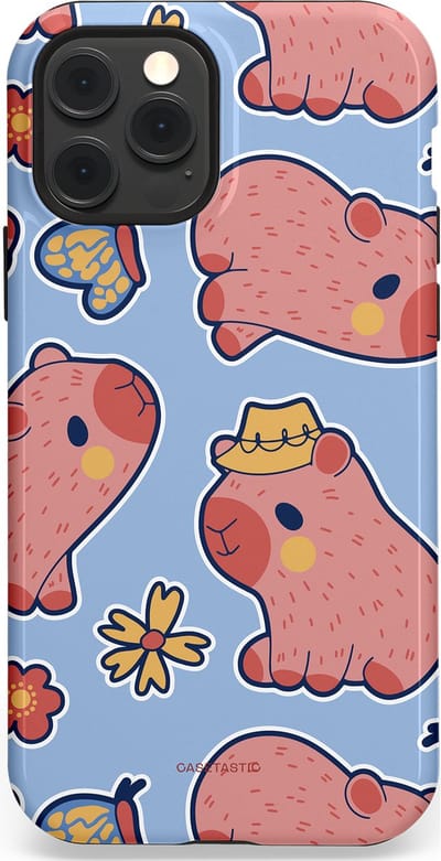 Casetastic Hoesje Geschikt voor Apple iPhone 12/12 Pro Magsafe - Stijlvolle Beschermende Duo-layer Case - Capibara geluk