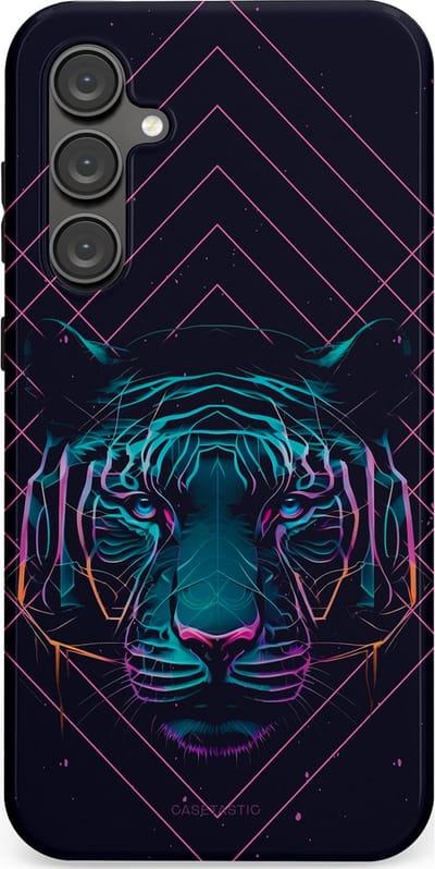 Casetastic hoesje geschikt voor Samsung Galaxy S23 FE - Dubbellaagse bescherming - Neon Tijger - Fashion Case - Donkerblauw
