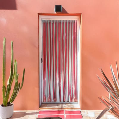 Vliegengordijn - deurgordijn - Linten - rood/grijs - 90x220 cm